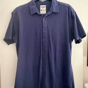 YoungLA Men's Navy Short-Sleeve Button-Up Shirt 100% cotton